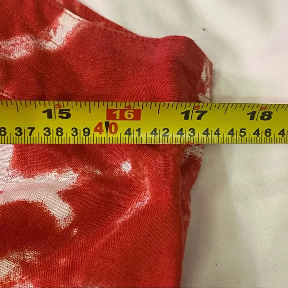 Lole linen cotton women red-orange batik floral tie dye midi hippie casual dress - Picture 9 of 10